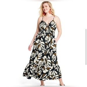 Tabitha Black and White Halter Maxi Sundress